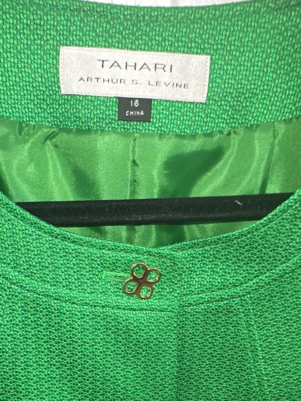 Tahari Arthur S. Levine Green Textured Cropped Jacket 16 (mix30)